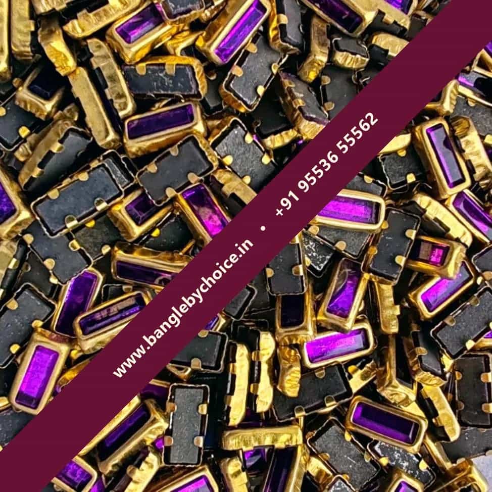 3×7 Rectangle Purple Glossy Kundans for bangle making, jewellery making, blouse work and DIY craft projects