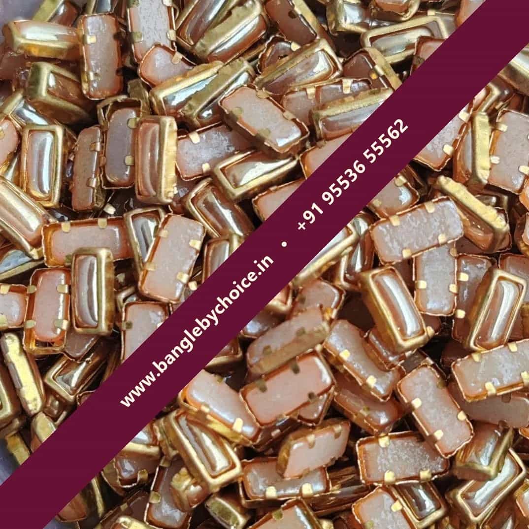 3×7 Rectangle Shape Ceramic Gold Kundans for bangle making, jewellery making, blouse work and DIY craft projects