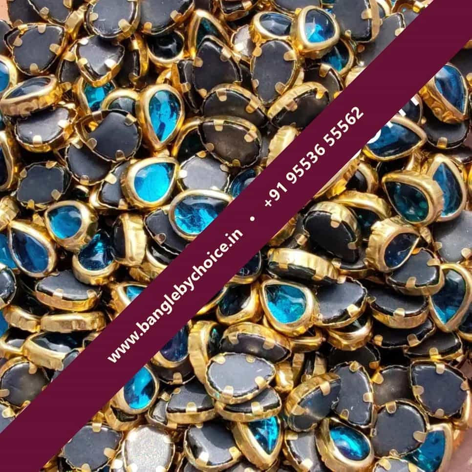 6K Drop Sky Blue Glossy Kundans for bangle making, jewellery making, blouse work and DIY craft projects