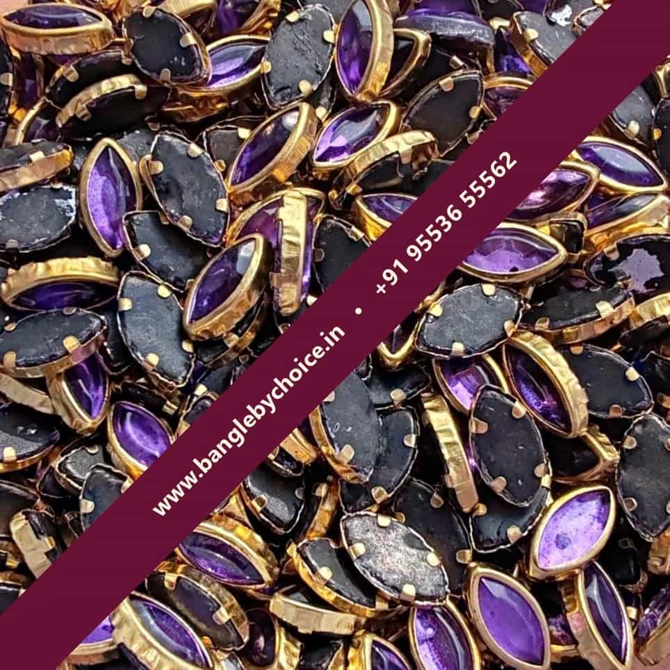 8K Eye Shape Light Purple Glossy Kundans for bangle making, jewellery making, blouse work and DIY craft projects