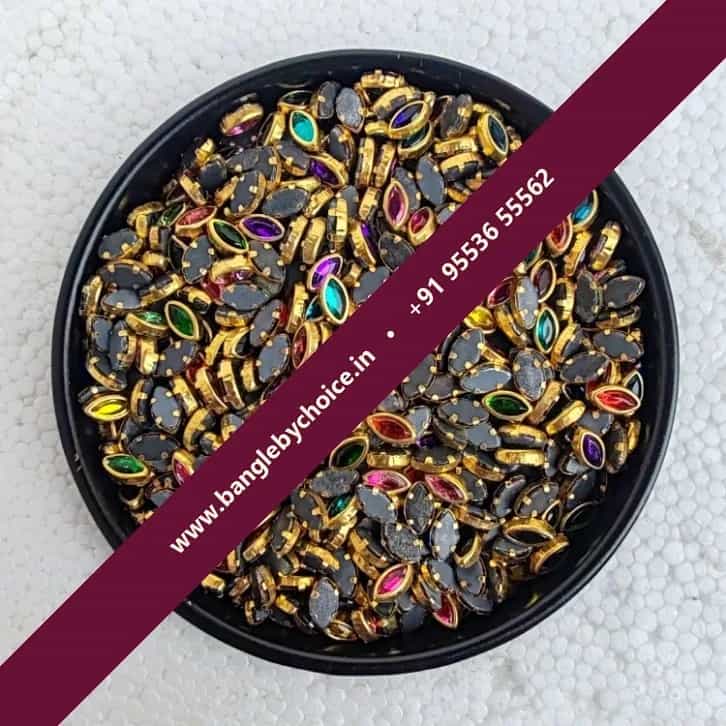 Multicolour Kundans-6k Eye Shape for bangle making, jewellery making, blouse work and DIY craft projects