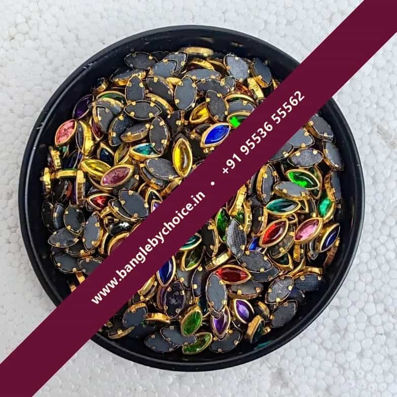 Multicolour Kundans-8k Eye Shape for bangle making, jewellery making, blouse work and DIY craft projects