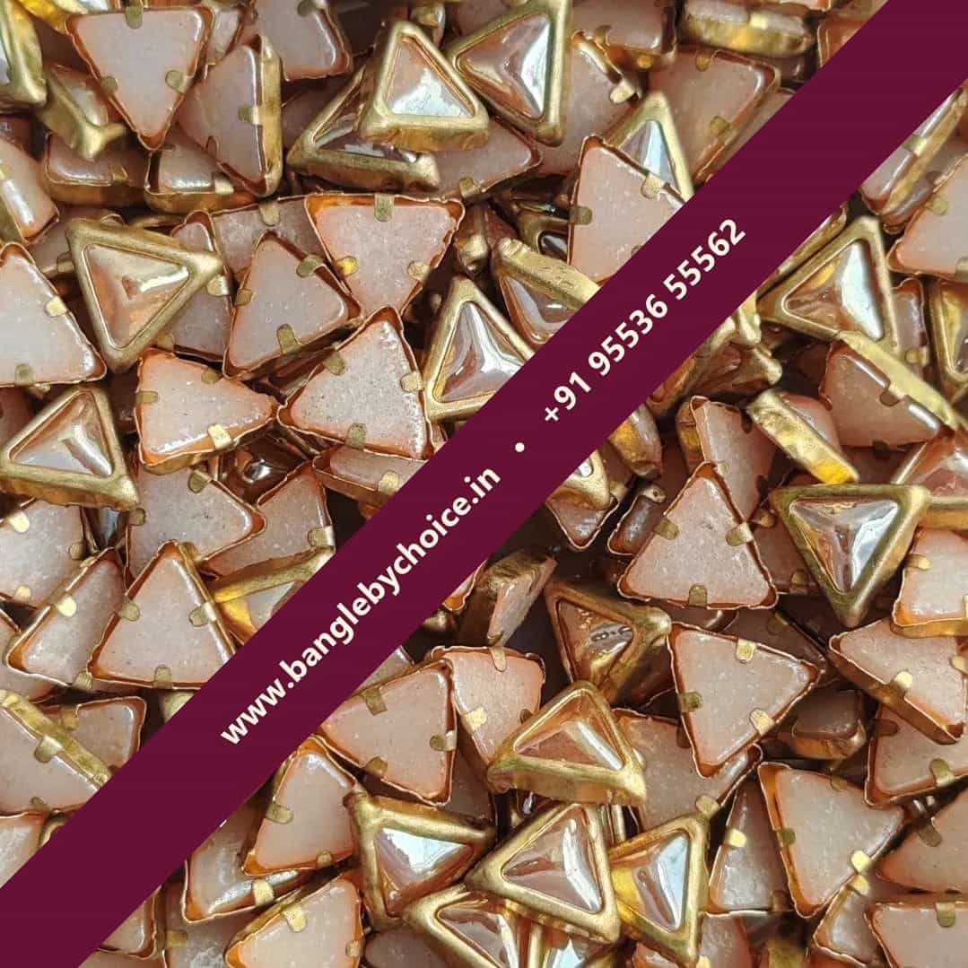 Triangle Ceramic Gold Kundans for bangle making, jewellery making, blouse work and DIY craft projects
