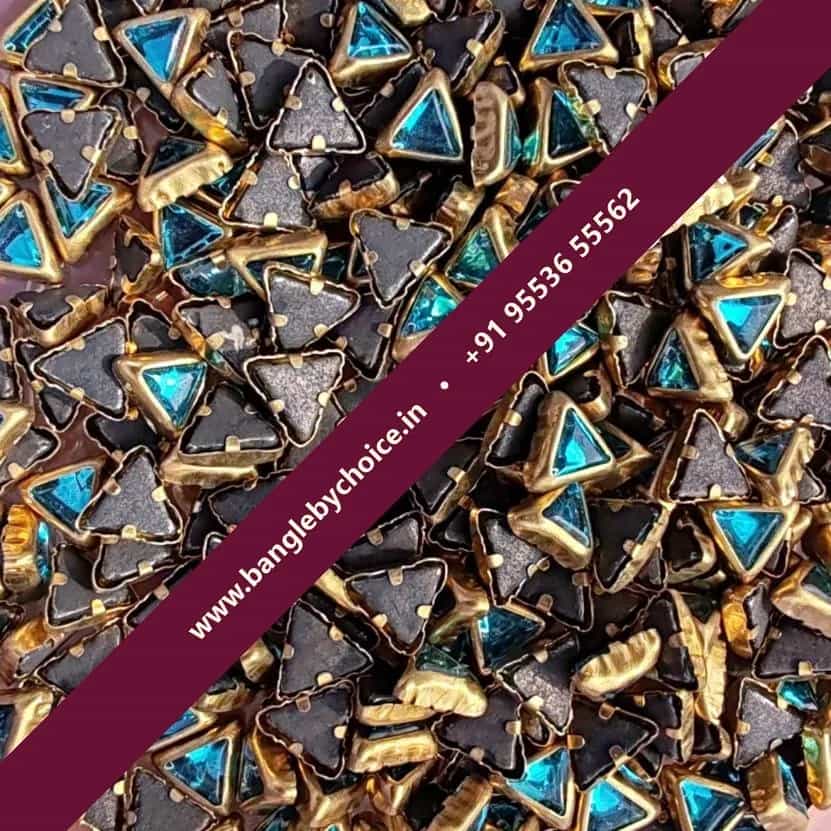 Triangle Sky Blue Glossy Kundans for bangle making, jewellery making, blouse work and DIY craft projects