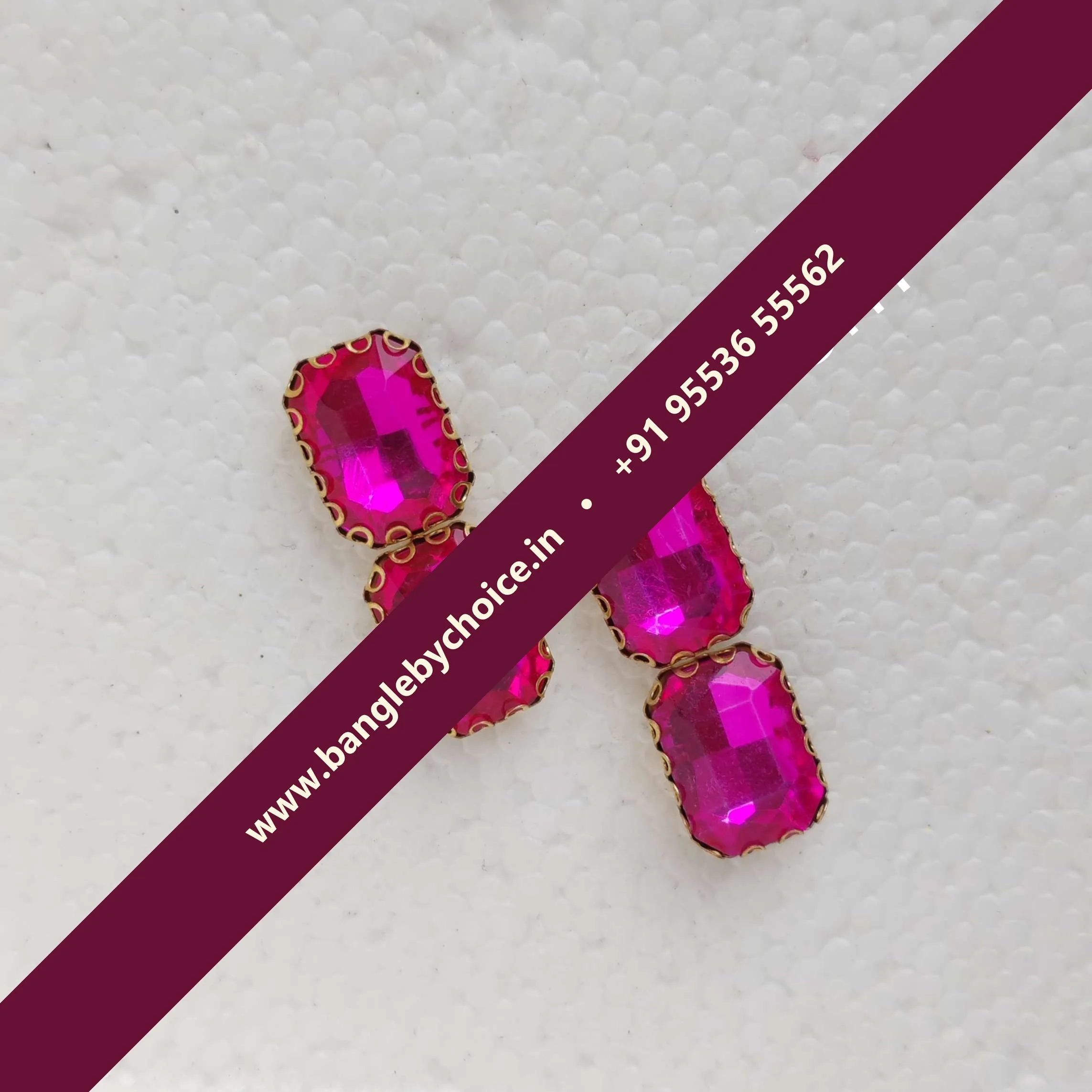 10*14 Size Dark Pink Reactangle Clipstones