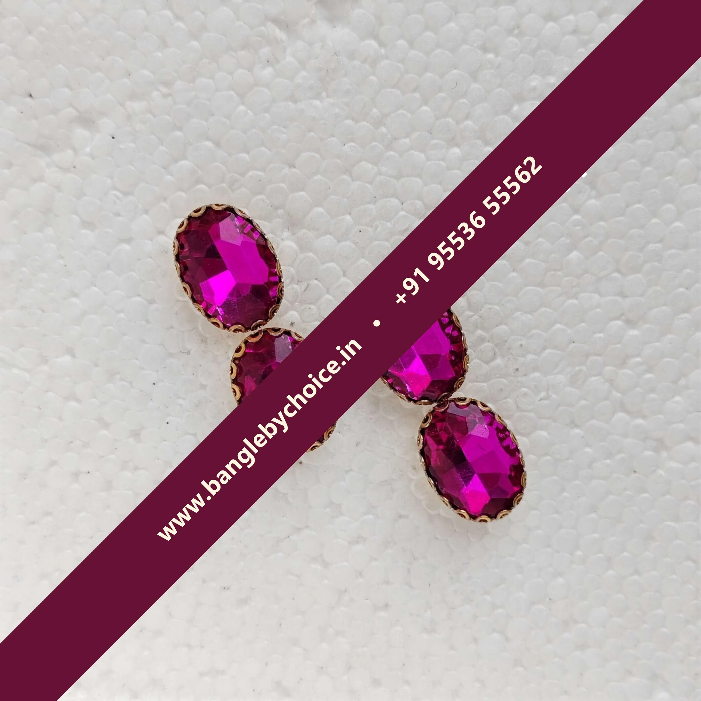 10*15 Size Oval Shape Dark Pink Colour Clipstones
