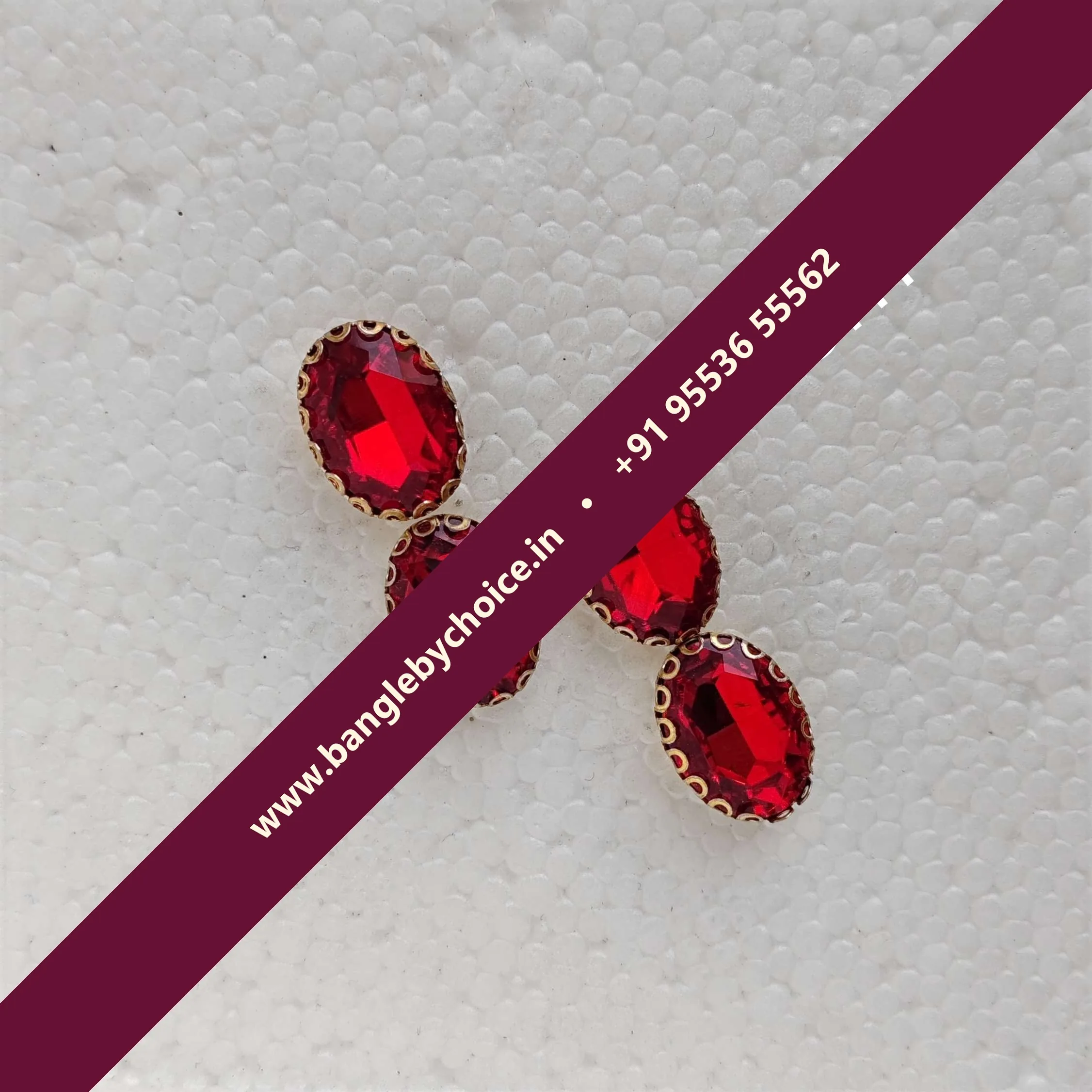 10*15 Size Oval Shape Red Colour Clipstones