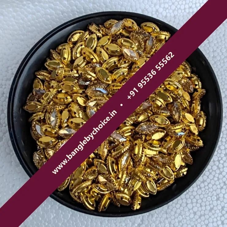 10*6 Size Eye Shape Gold Colour Clipstones