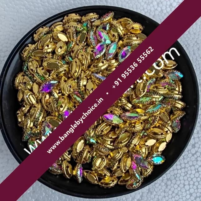 10*6 Size Eye Shape Rainbow Colour Clipstones