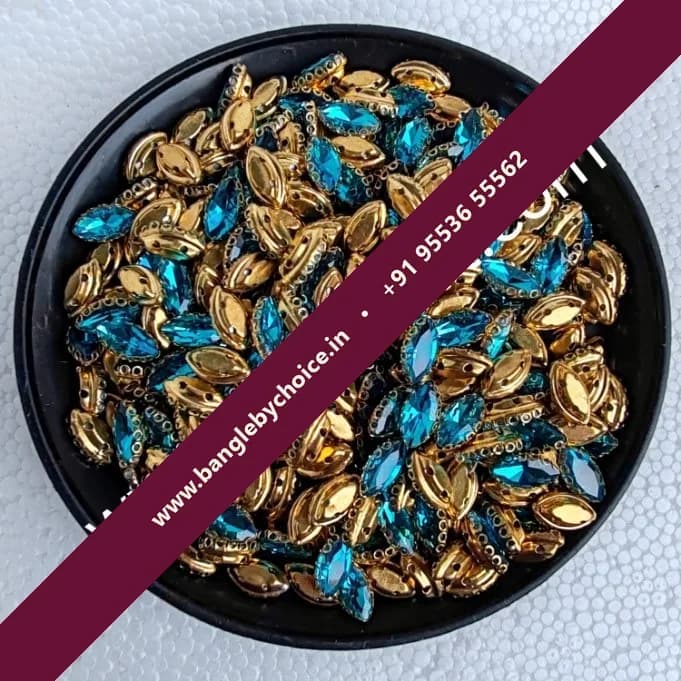 10*6 Size Eye Shape Sky Blue Colour Clipstones