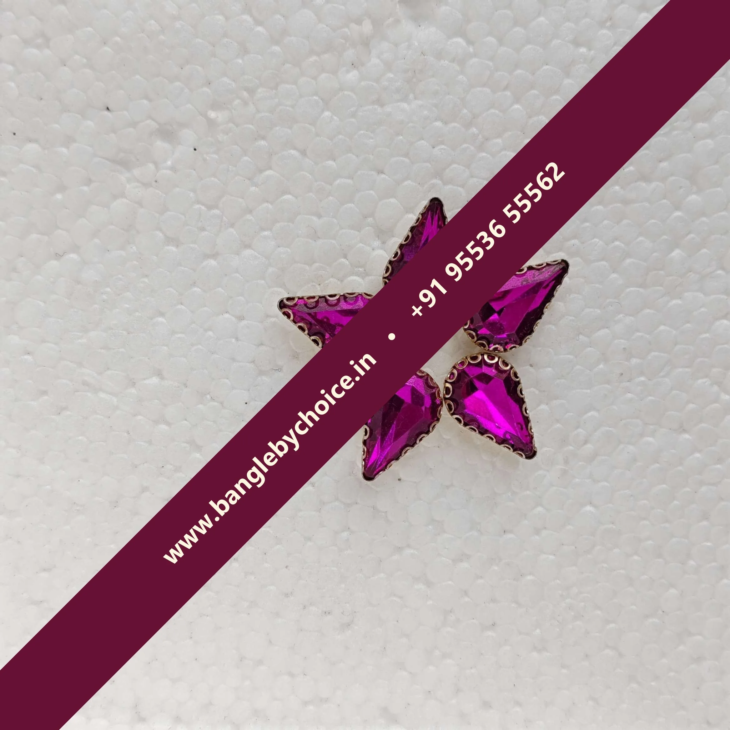 10*8 Size Drop Shape Dark Pink Colour Clipstones