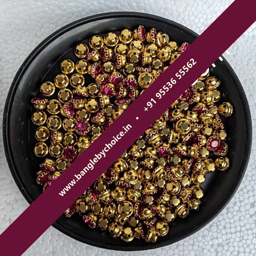 6mm Size Round Shape Dark Pink Colour Clipstones