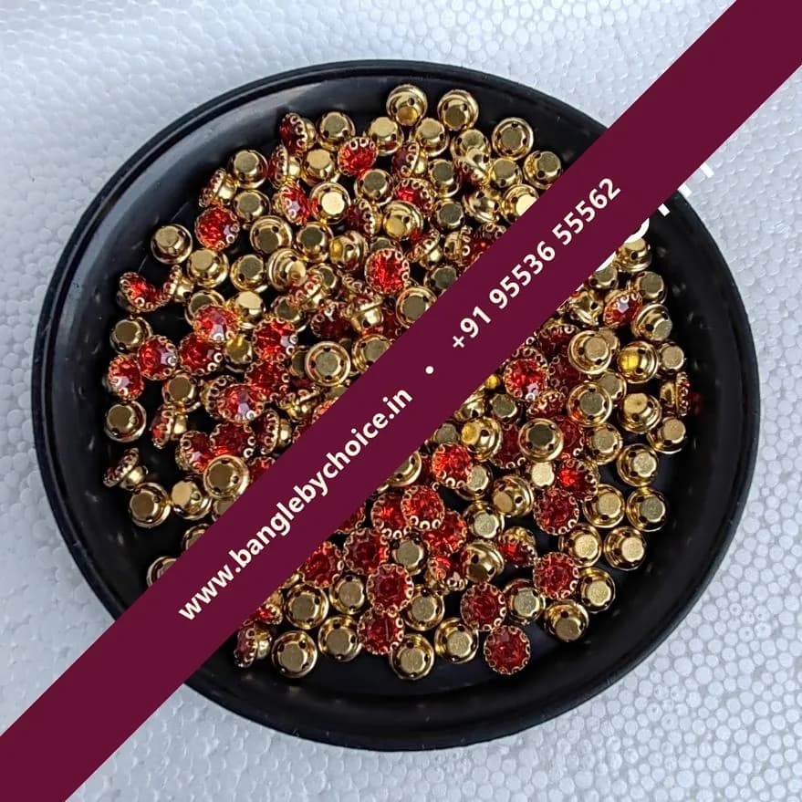 6mm Size Round Shape Red Colour Clipstones
