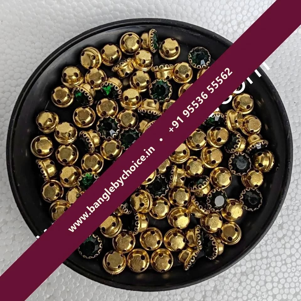 8mm Size Round Shape Dark Green Colour Clip Stones