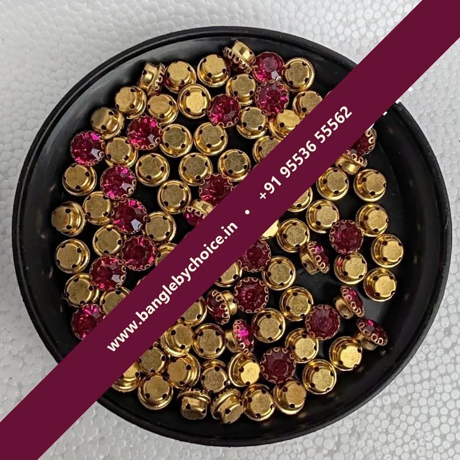 8mm Size Round Shape Dark Pink Colour Clipstones