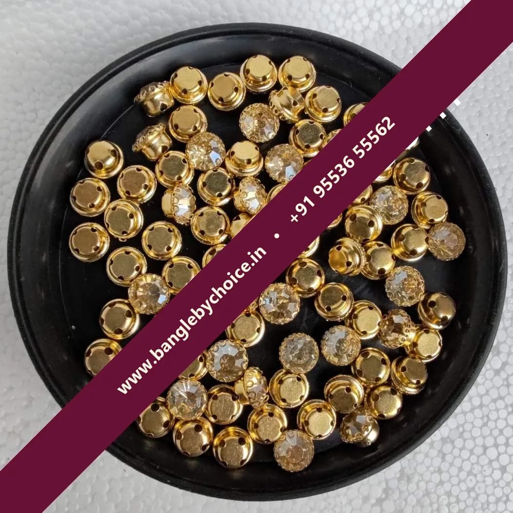 8mm Size Round Shape Gold Colour Clipstones