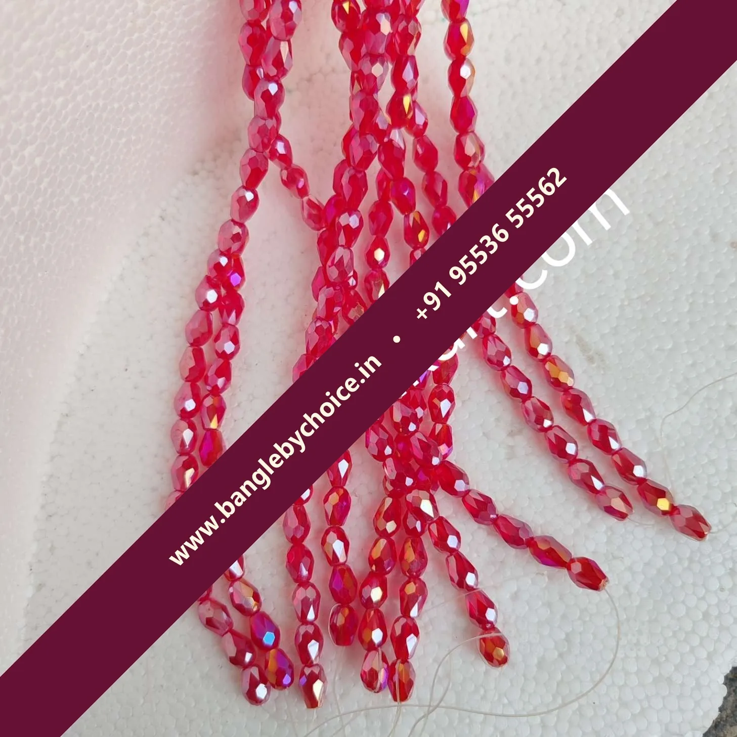 Drop Shape Crystal Beads-Tomato Red