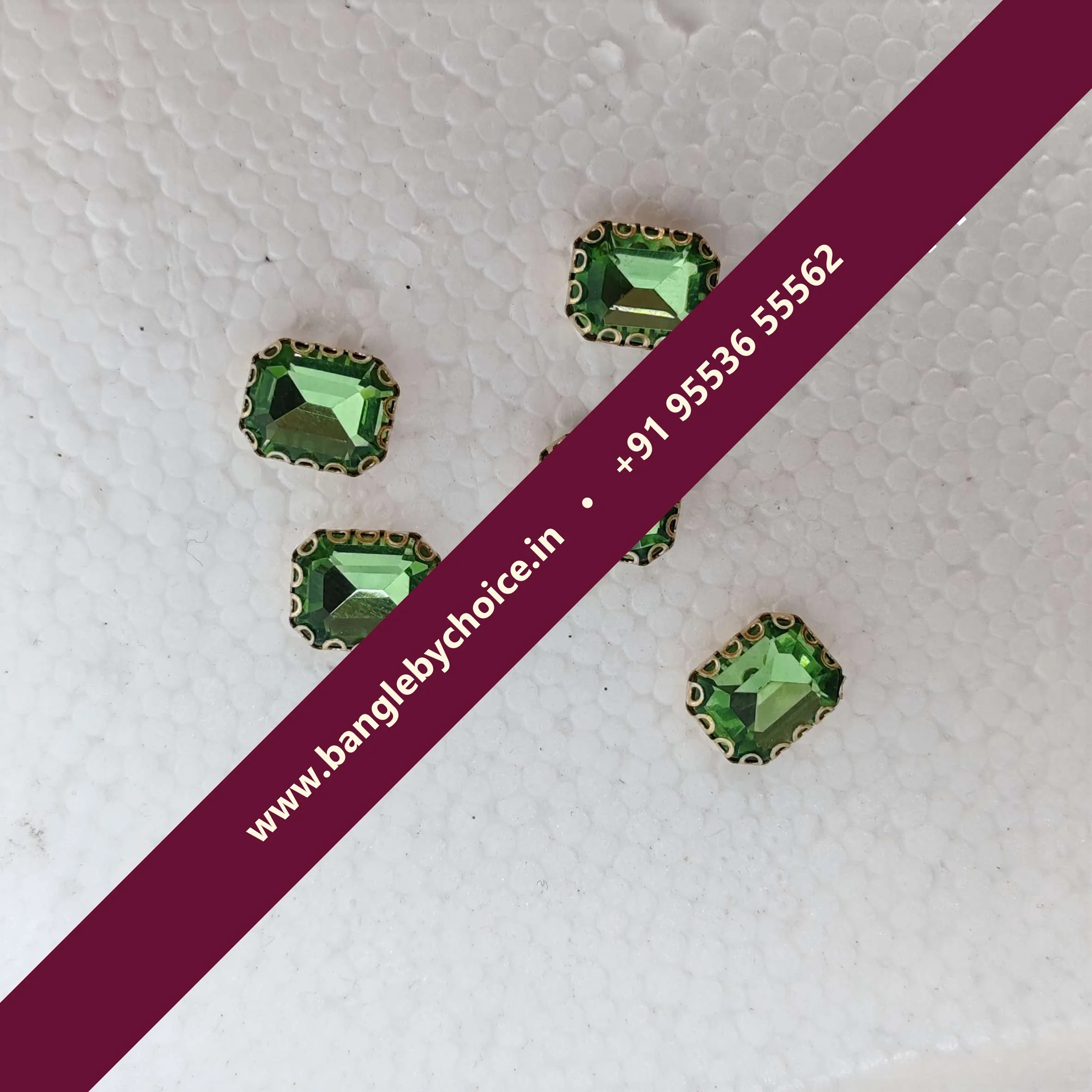 Light Green Colour 10*8 Size Reactangle Clipstones
