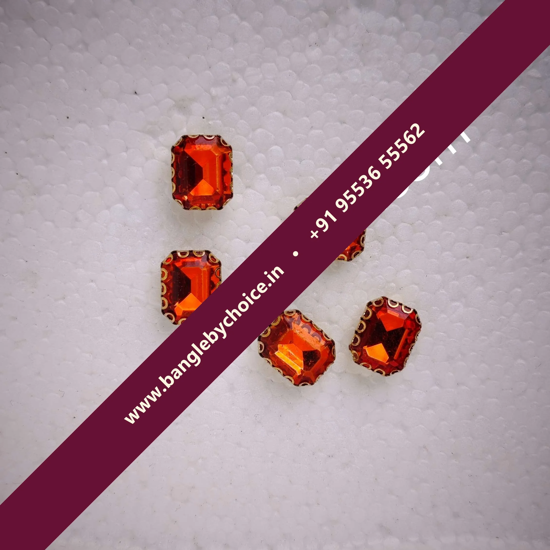Orange Colour 10*8 Size Reactangle Clipstones
