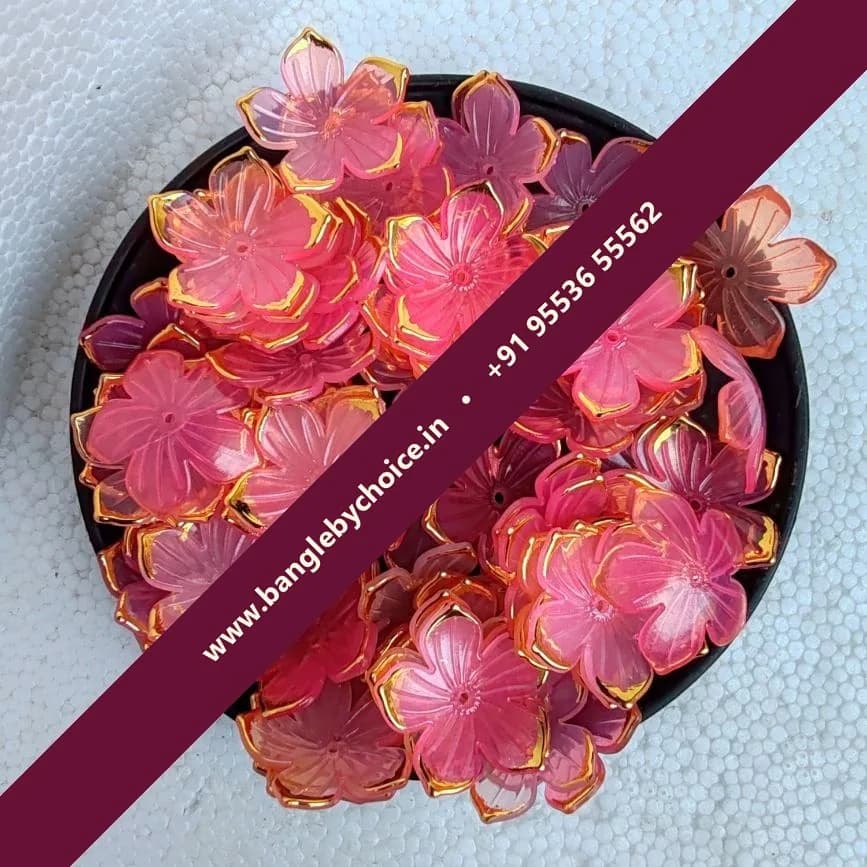 Red Colour Flower Shape Brooch Shells