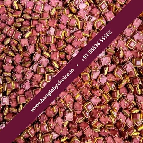 4*4 Square Matt Red Arecanut Colour Kundans