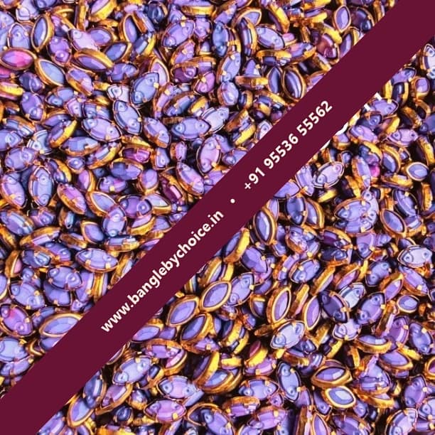 6K Eye Shape Matt Violet Colour Kundans