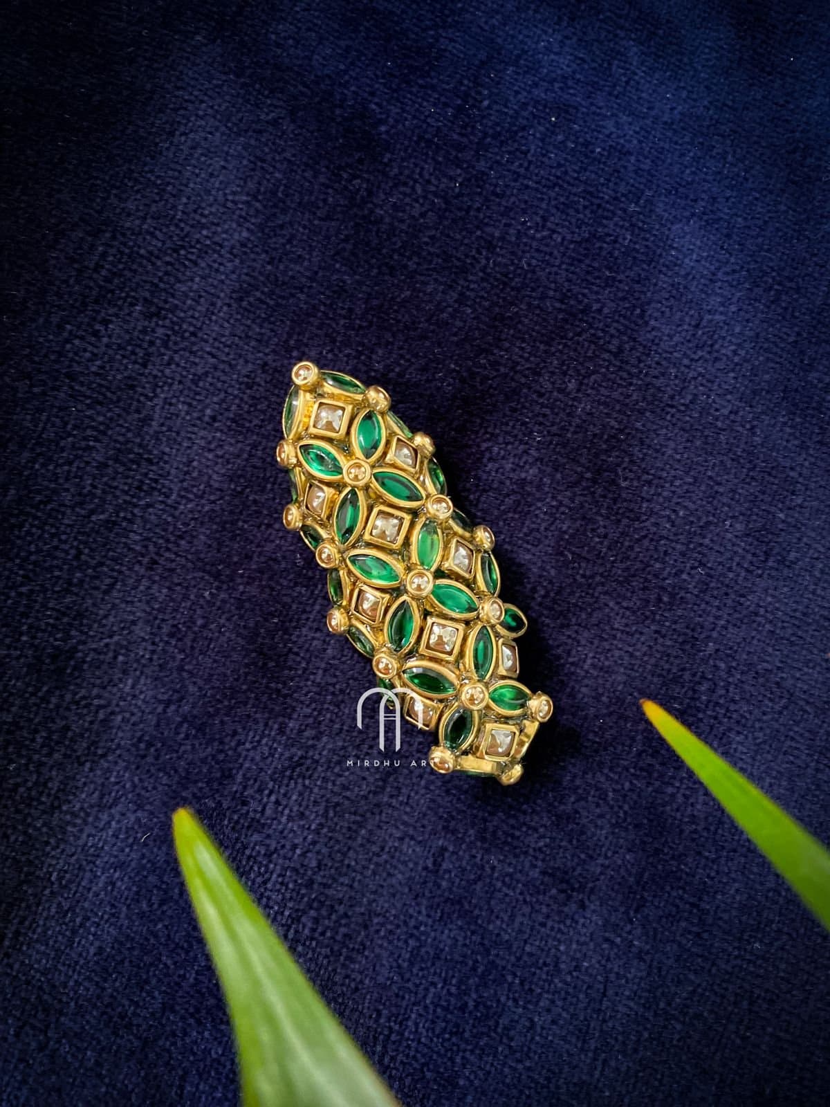 Saree Pins – Green eye with golden pearl from Bangle by Choice