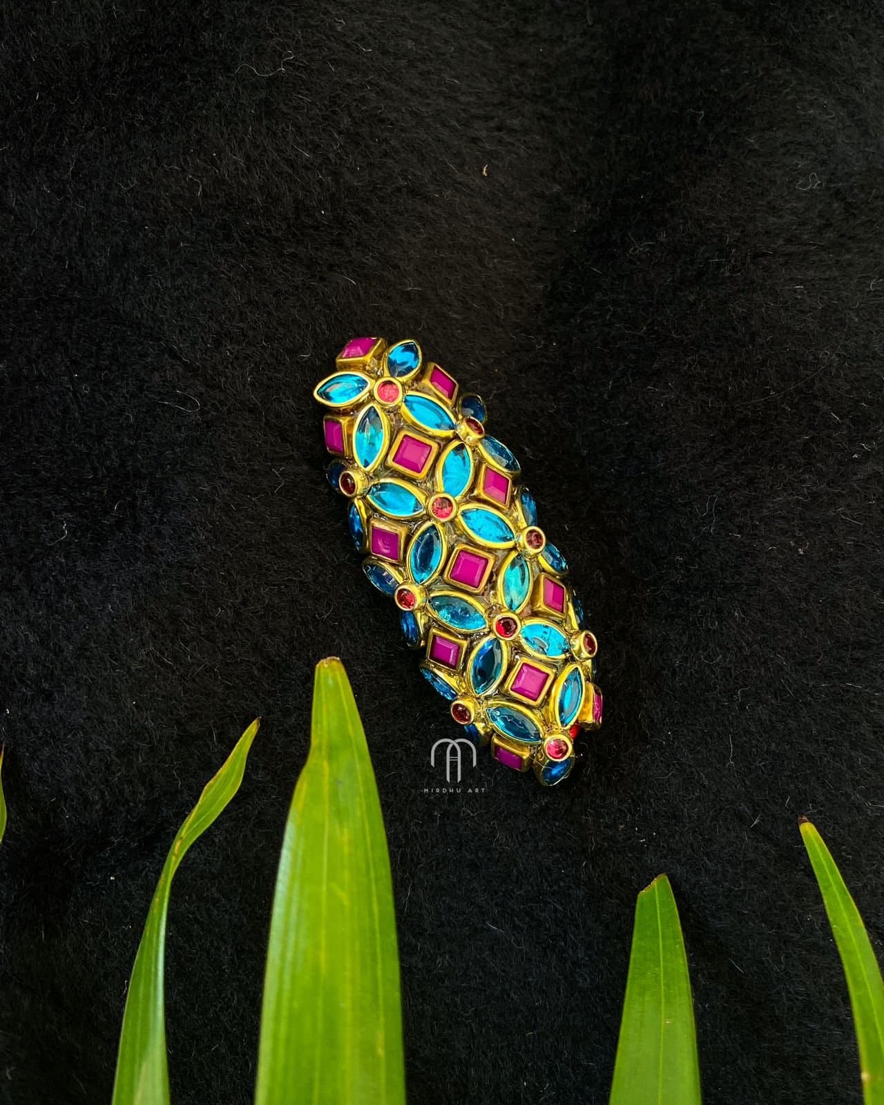 Saree Pins – krishna blue eye with mezanta pink from Bangle by Choice