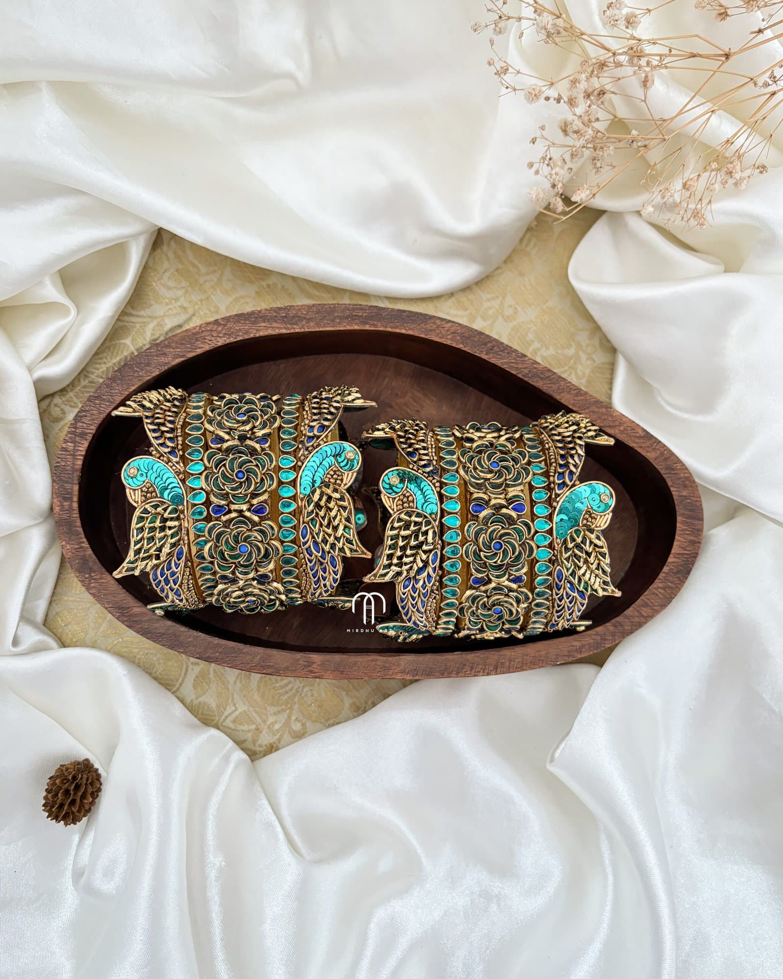 Kundan Bangles – Parrot style Bangles (Peacock Shades) from Bangle by Choice