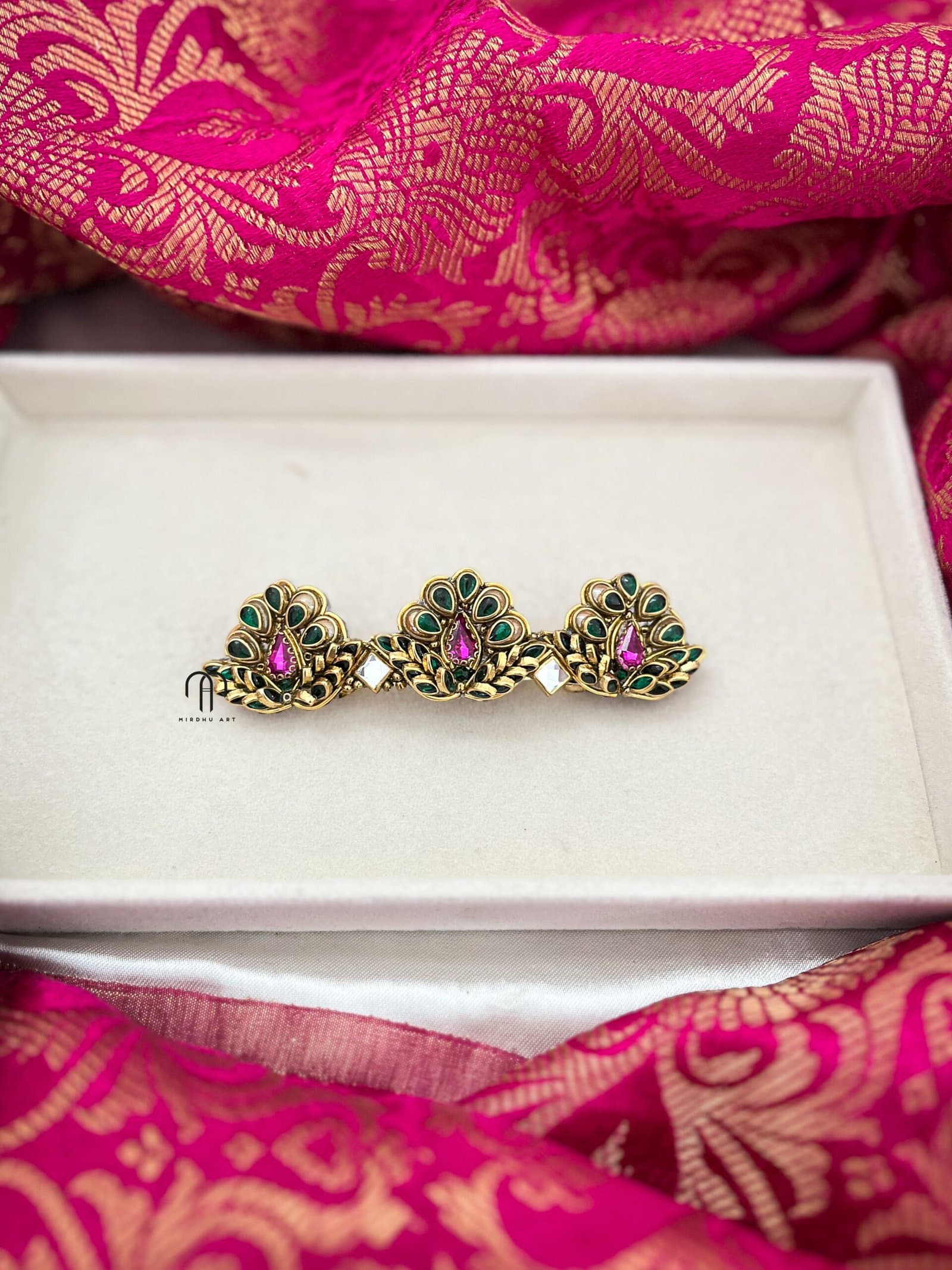 Blossom Statement Center clip – Green and Rani Pink from Bangle by Choice
