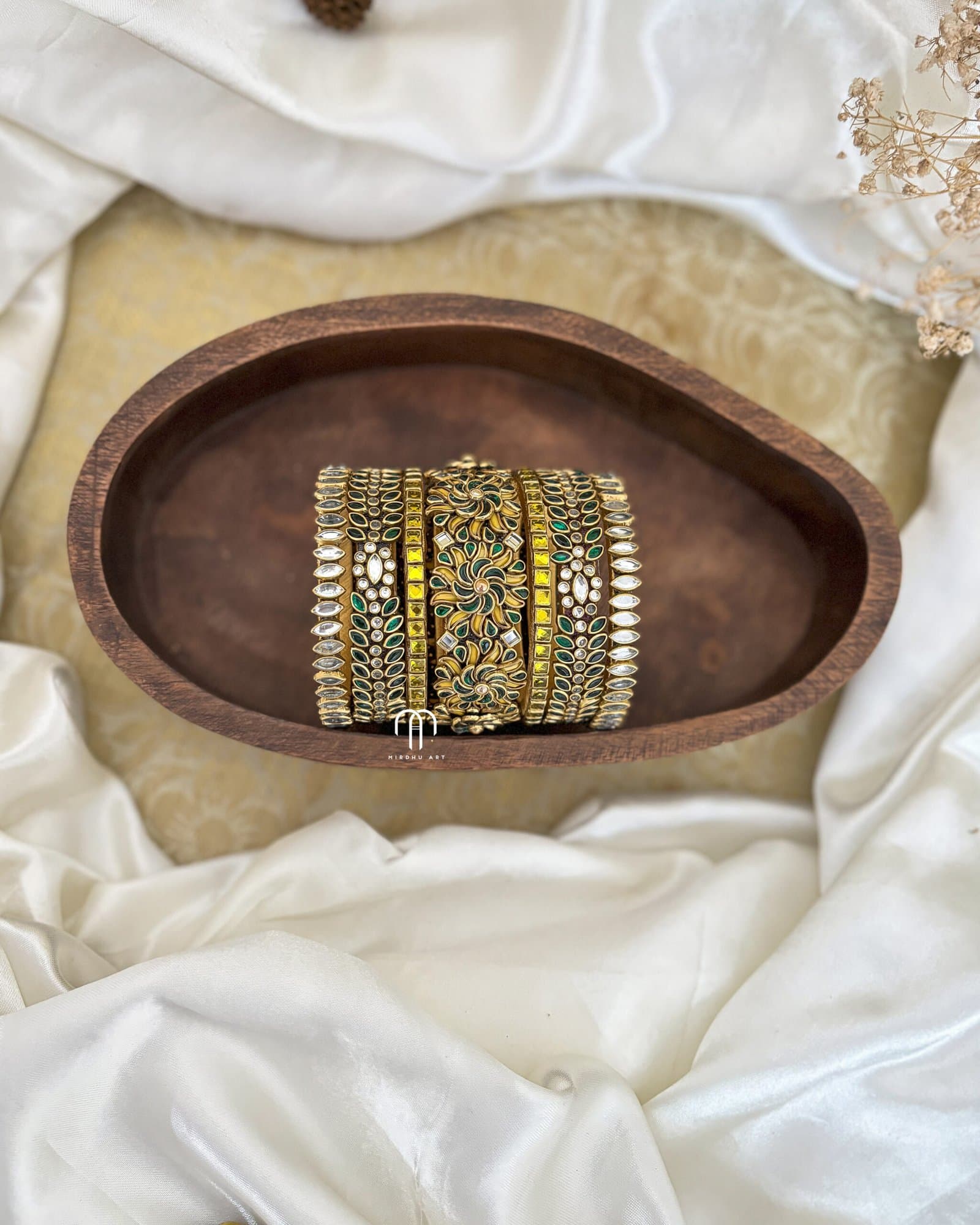 Yellow and green – 3D Flower set from Bangle by Choice
