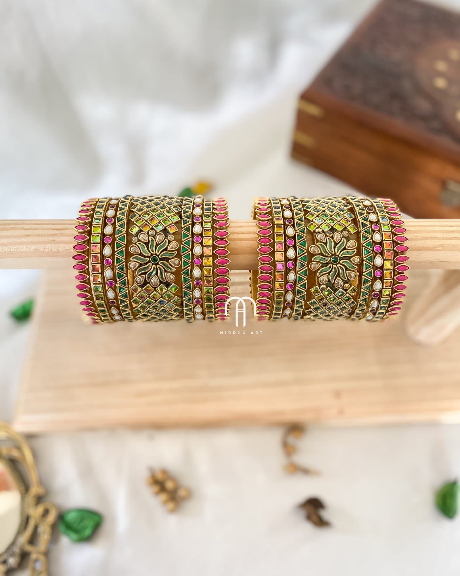 Kundan Bangles – Multicolour ( V -Model Jumbo kada) Set from Bangle by Choice