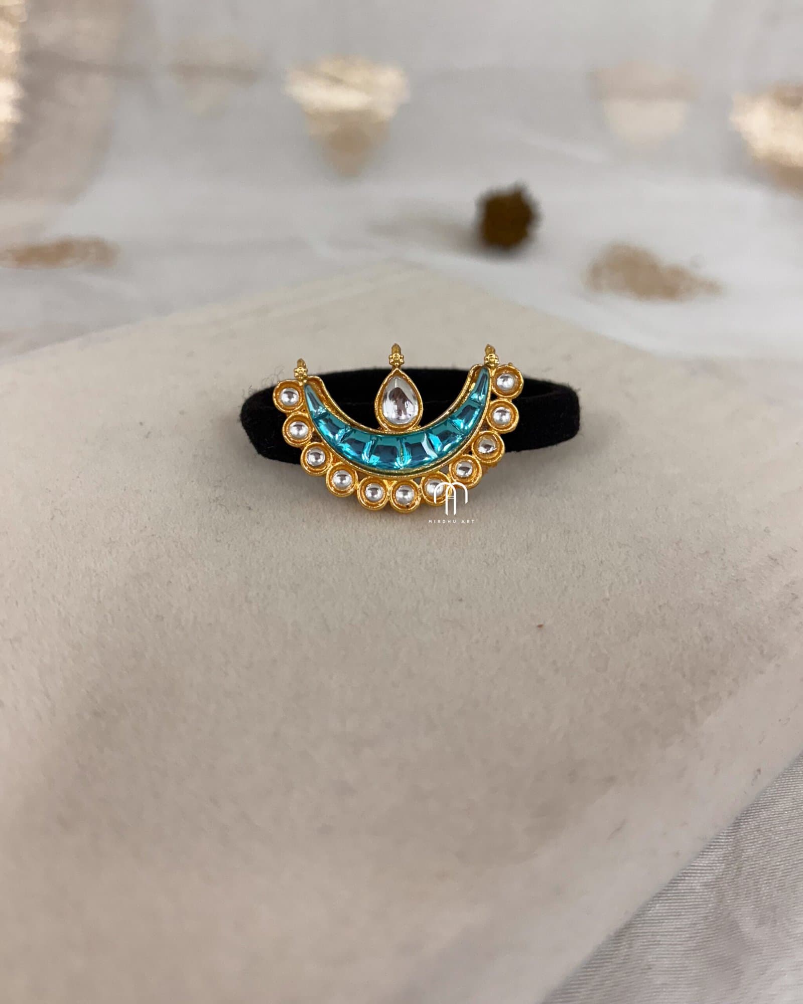 Half moon Kundan – Krishna Blue from Bangle by Choice