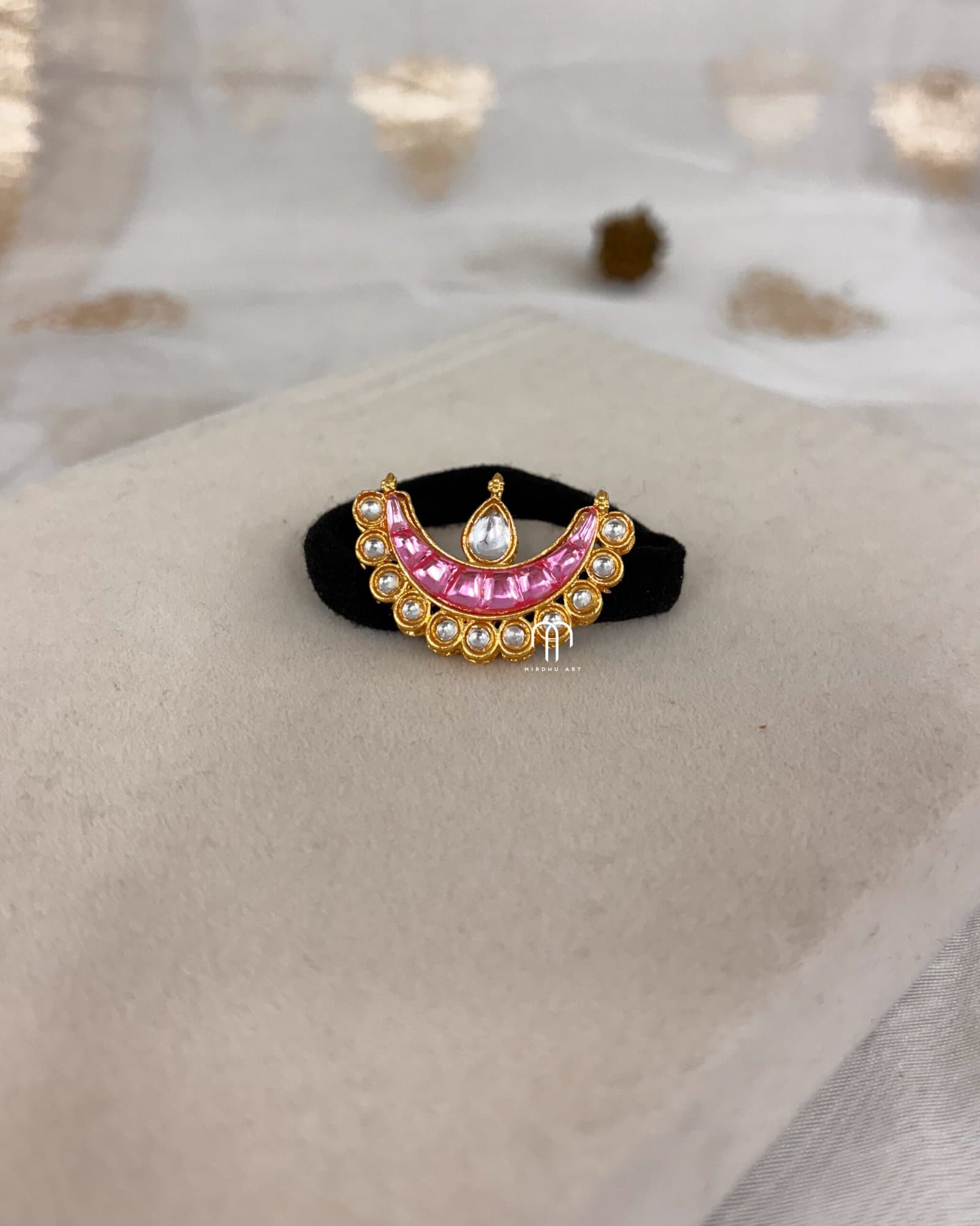 Half moon Kundan – Baby Pink from Bangle by Choice