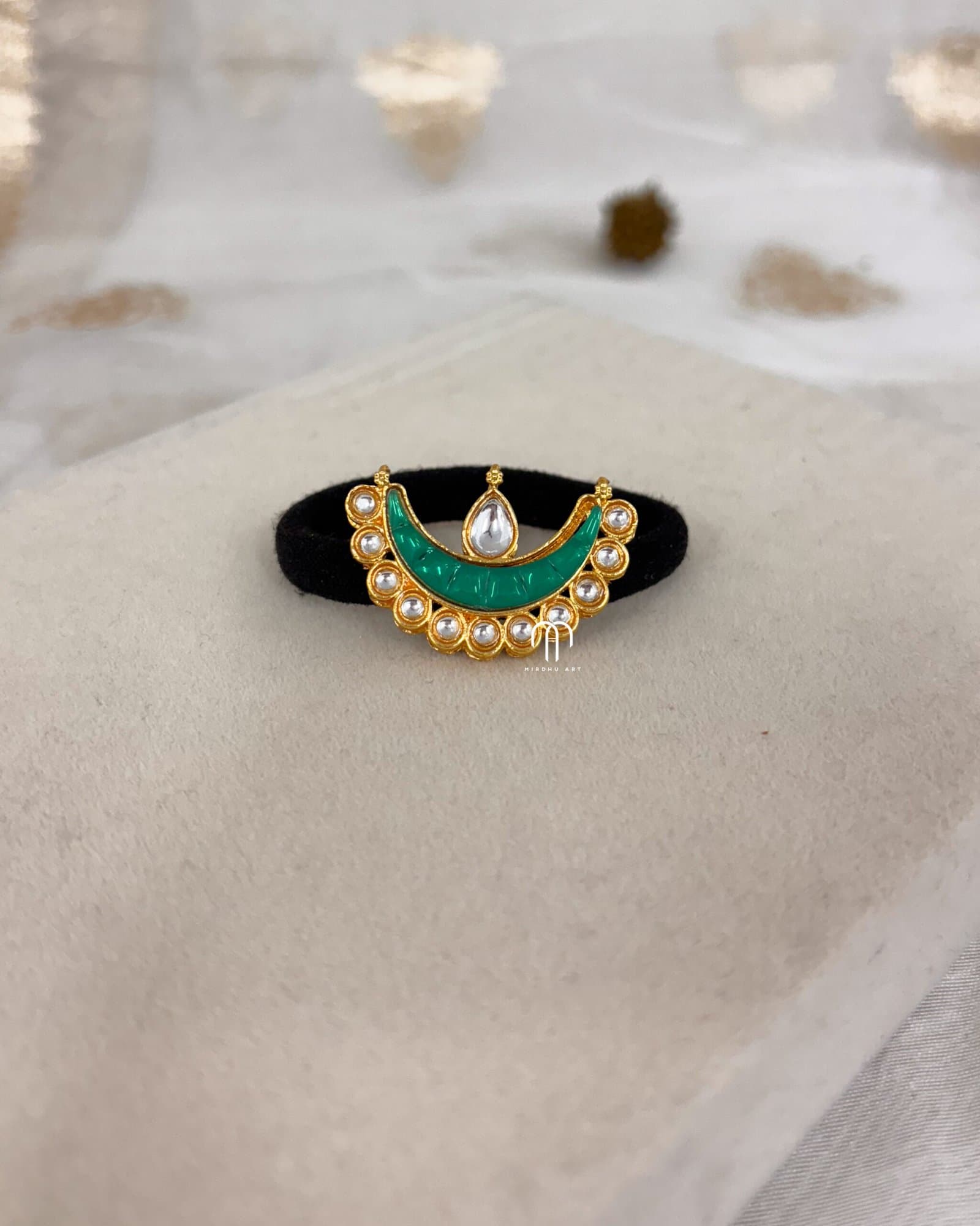 Half moon Kundan – Green from Bangle by Choice