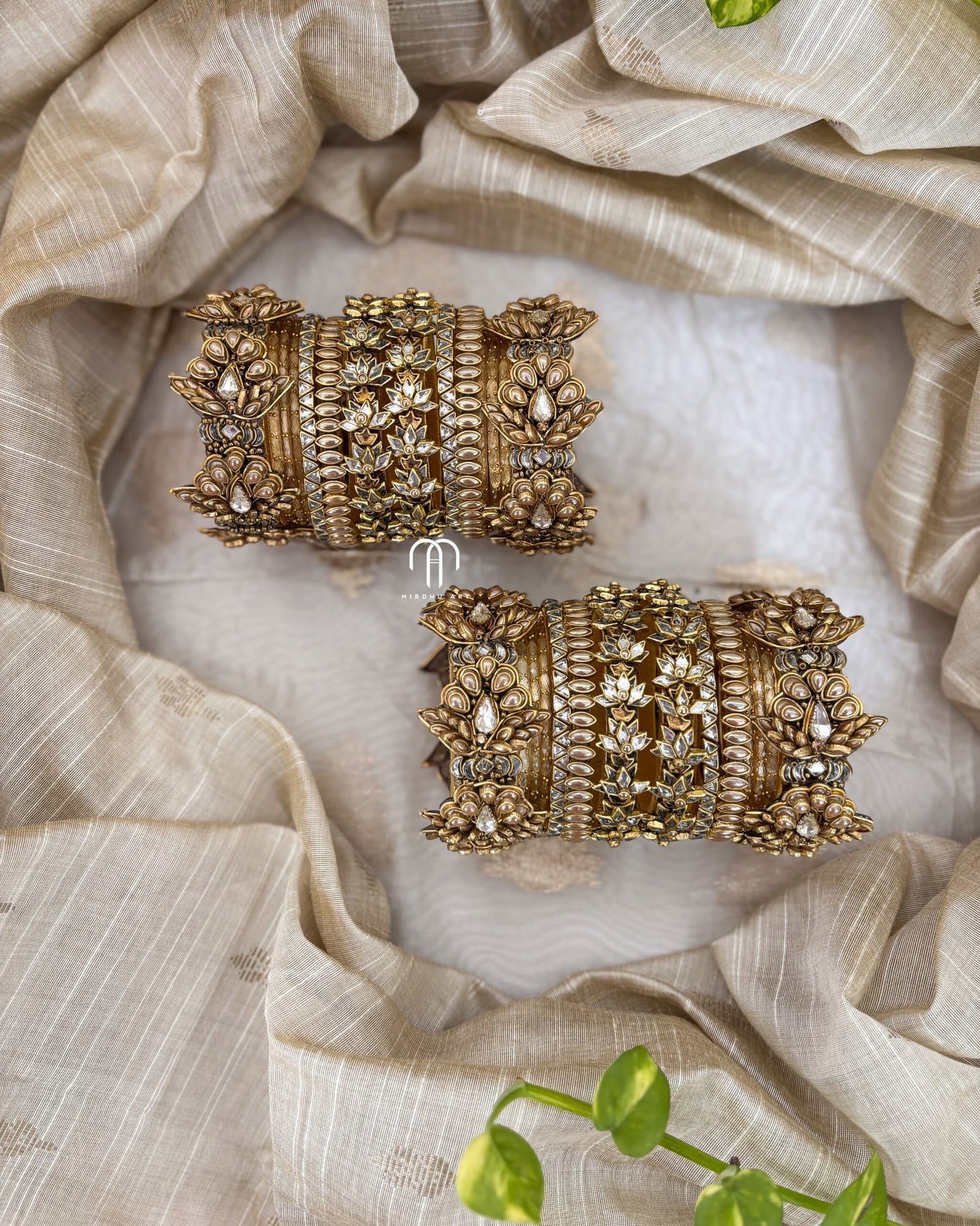 Kundan Bangles – 3D Blossom (Neutral Shades) from Bangle by Choice