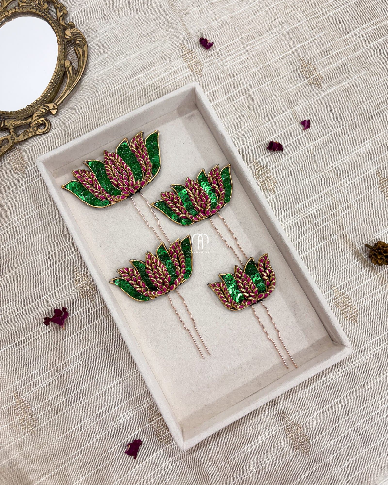 Lotus U-Pin (Green and Rani Pink) from Bangle by Choice