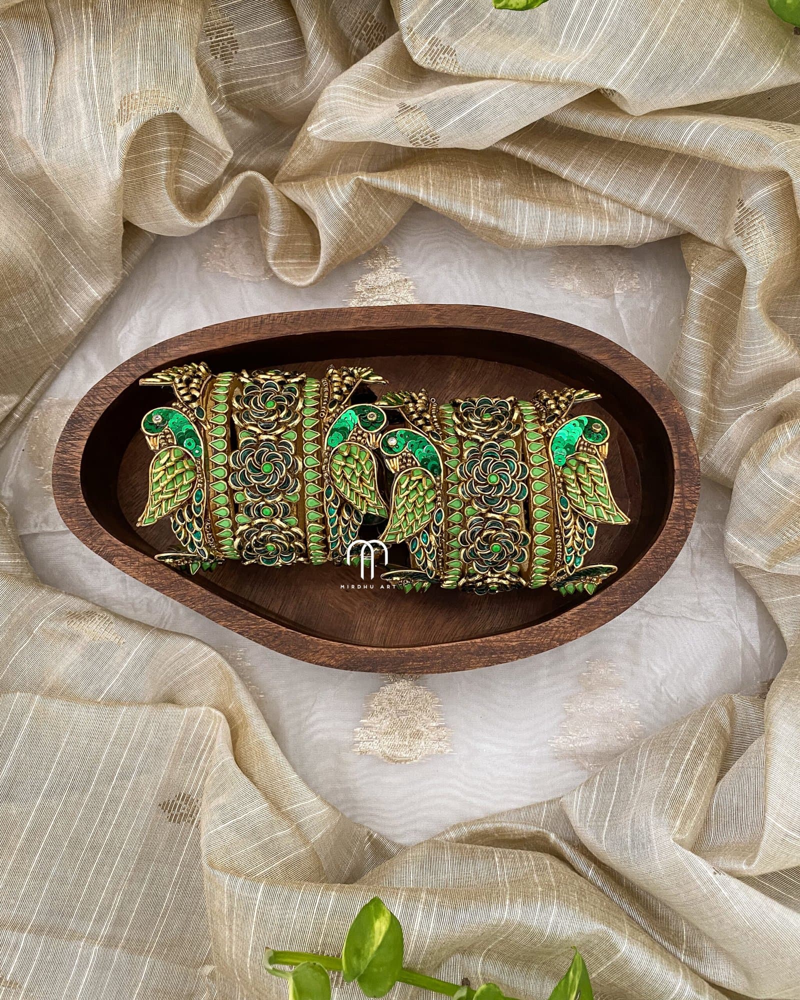 Kundan Bangles – Parrot Style Bangles (Dark Green & light green ) from Bangle by Choice