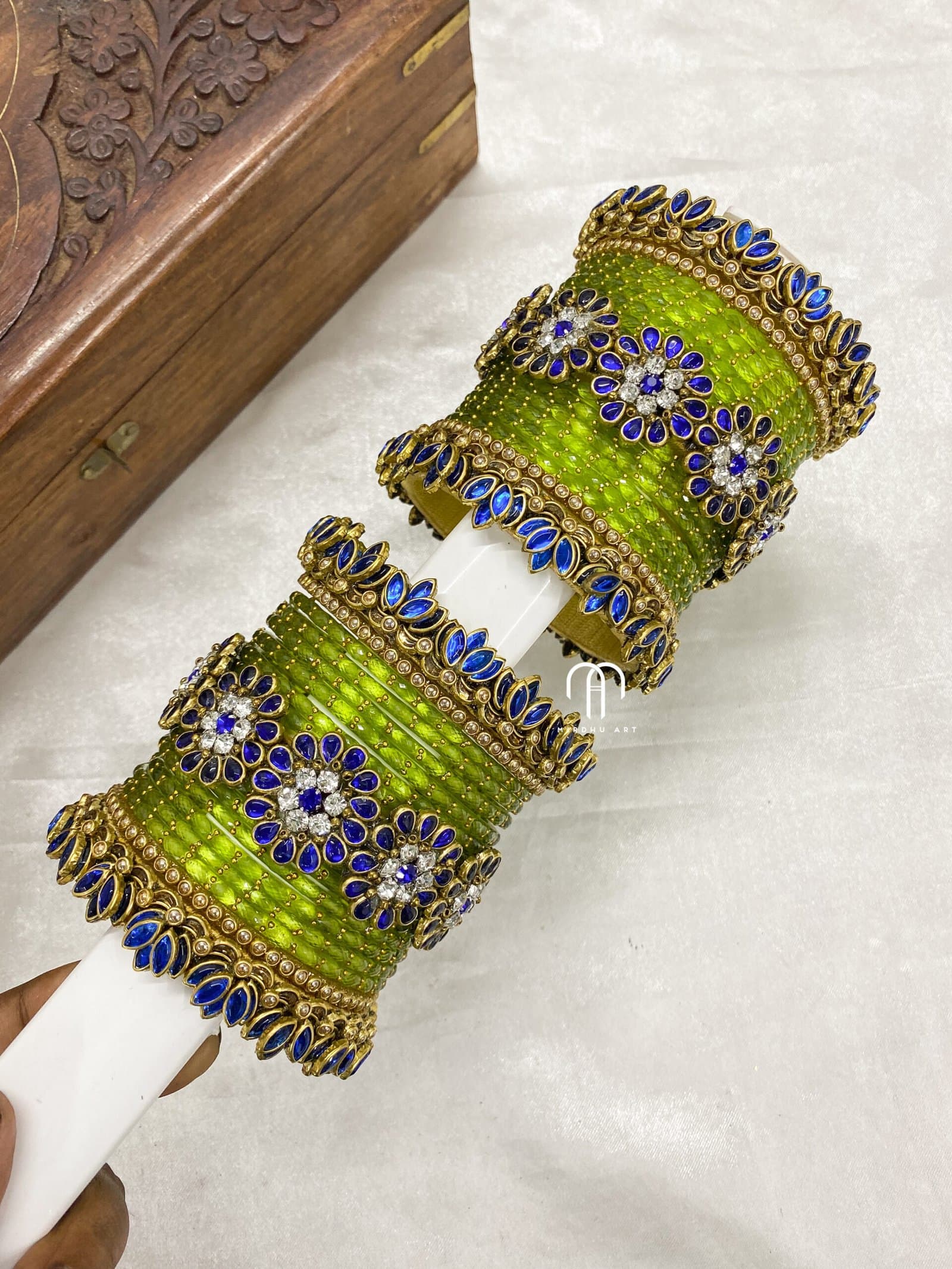 Crystal Floral – Parrot Green & Royal Blue from Bangle by Choice