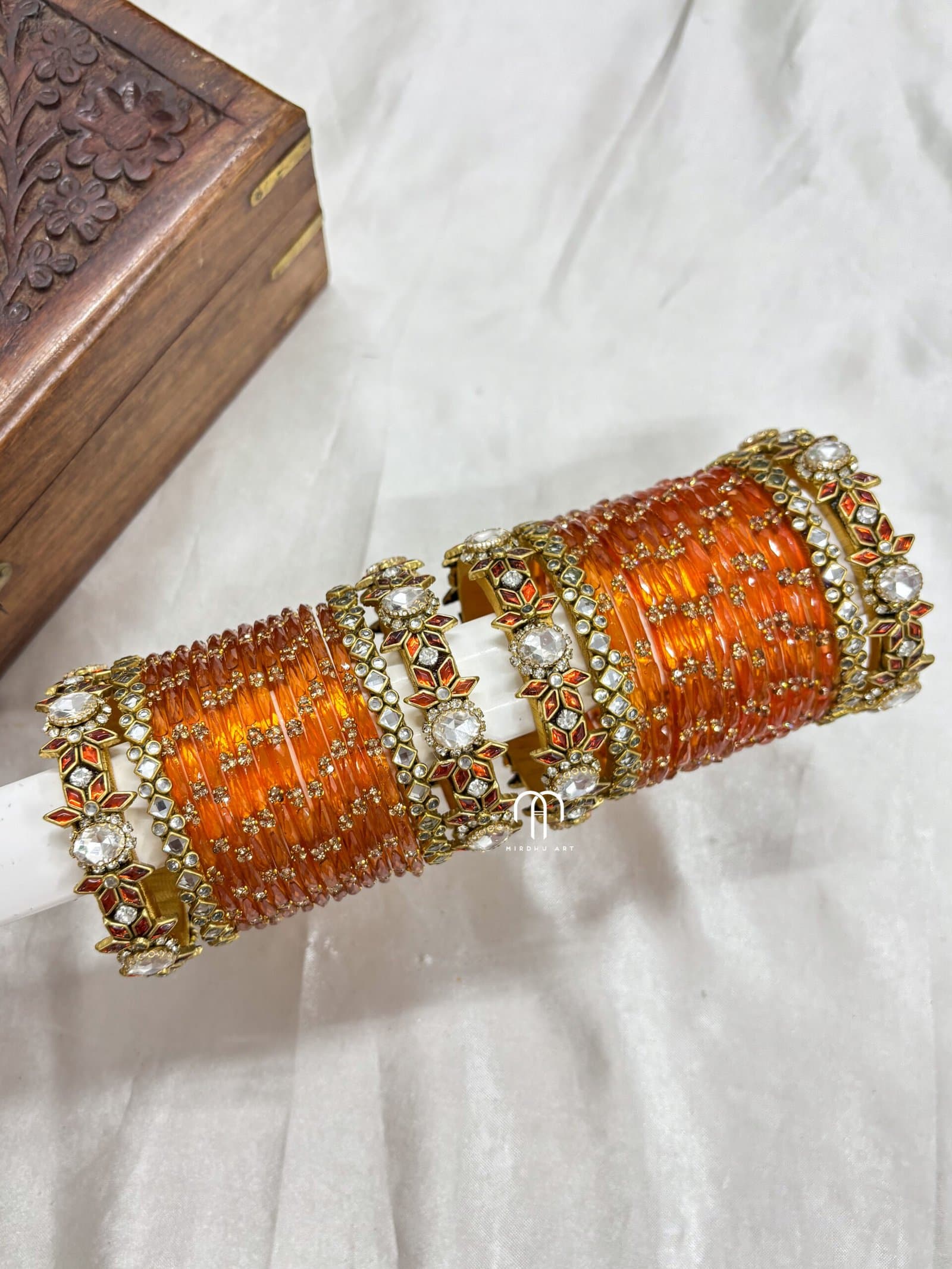 2D Crystal – Orange and Silver stones from Bangle by Choice