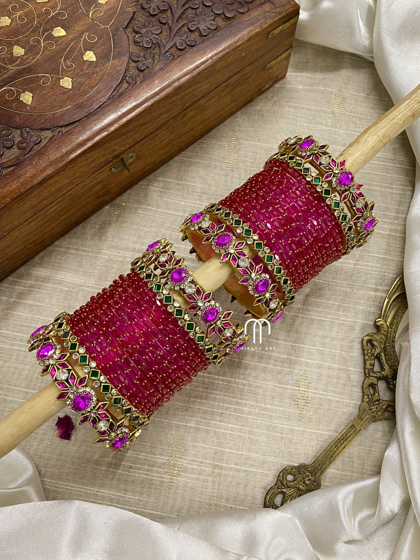 2D Crystal – Rani pink and Green from Bangle by Choice