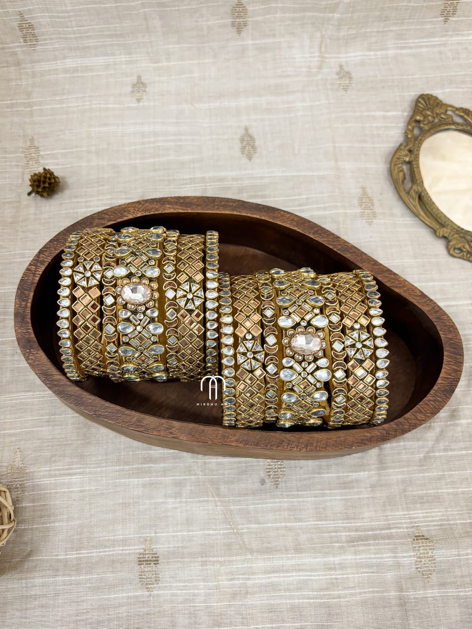 Kundan Bangles – Victorian style (Golden And White ) from Bangle by Choice