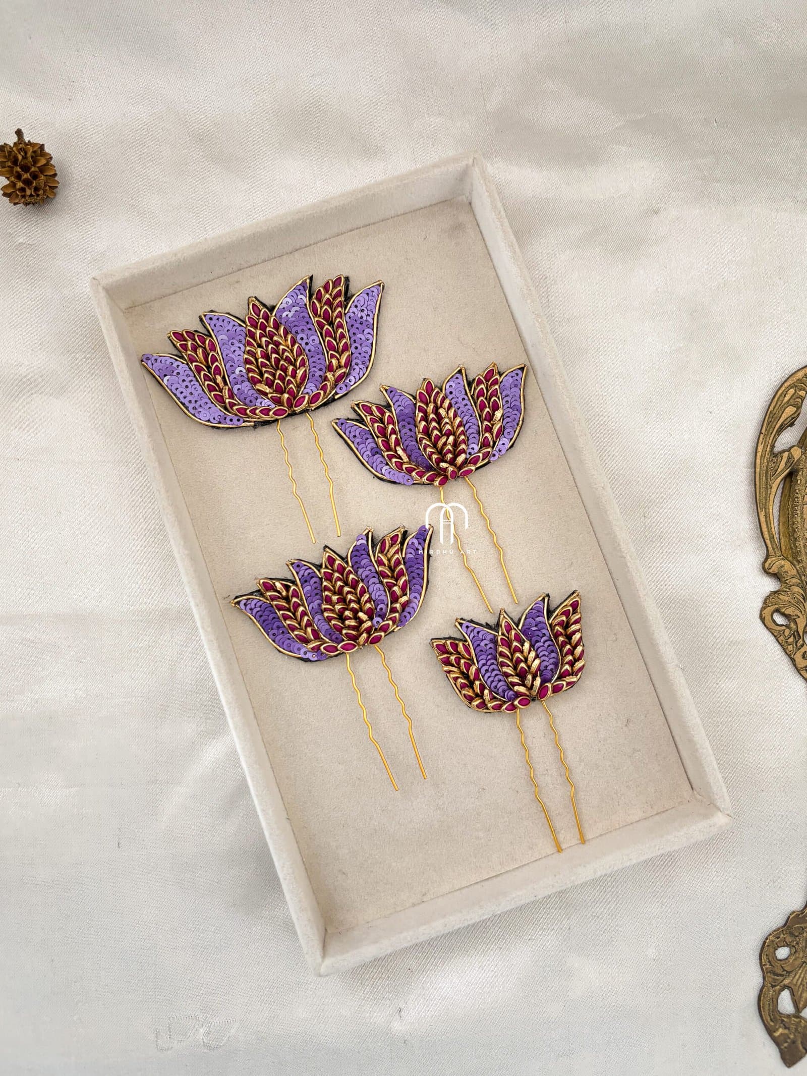 Lotus U-Pin (Rani Pink and lavender ) from Bangle by Choice