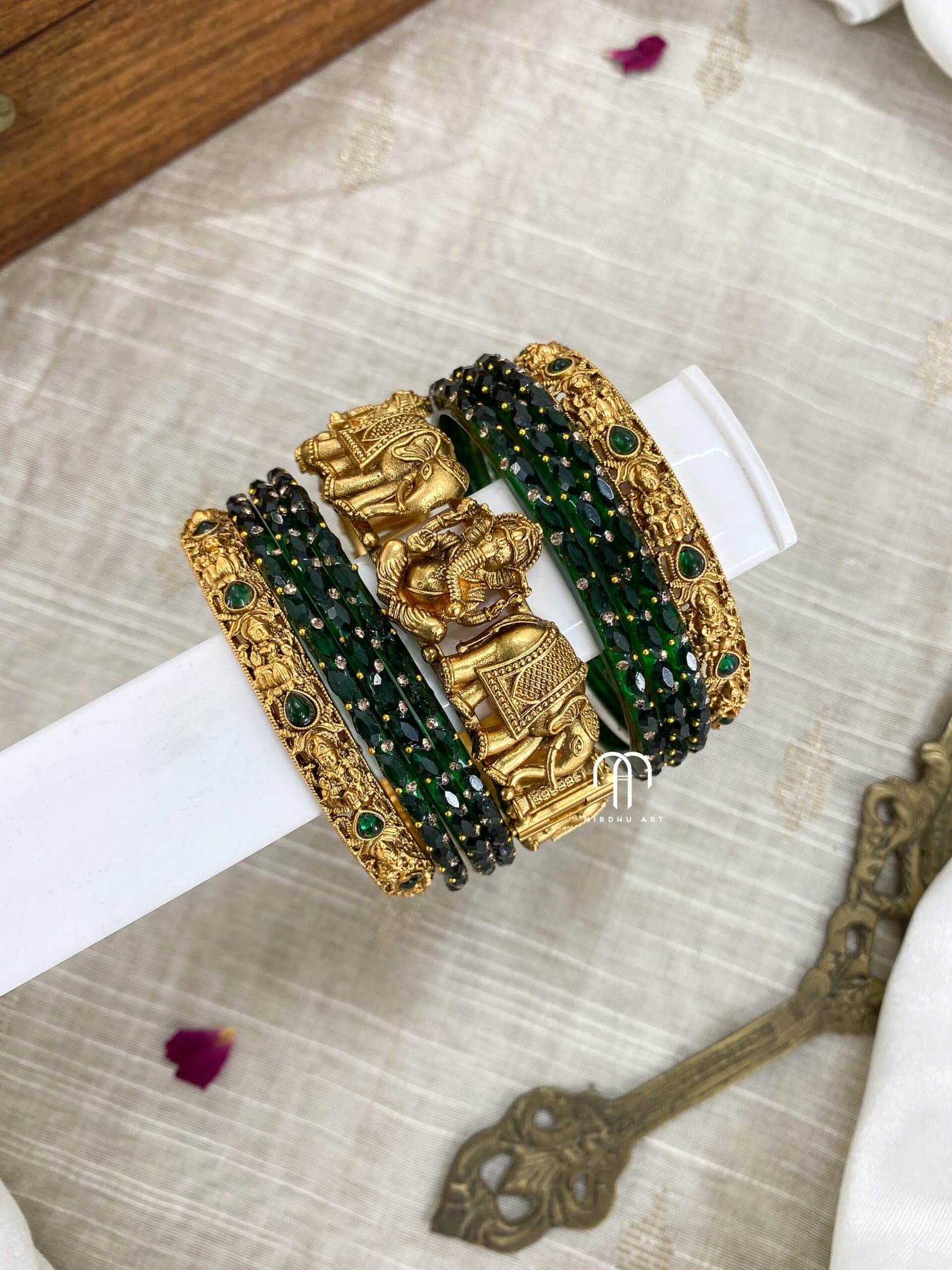 Ganesha And Elephant bangles (Green) from Bangle by Choice
