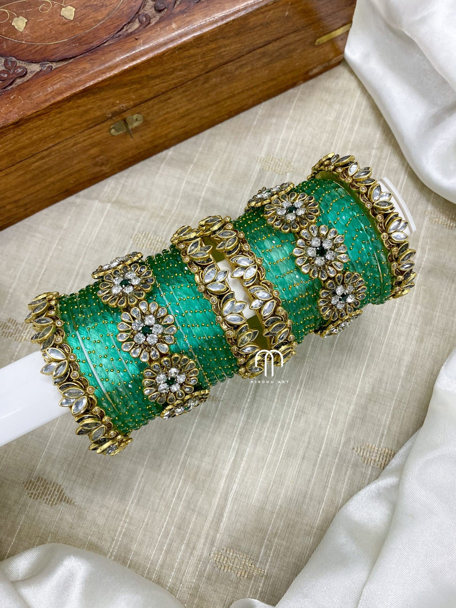 Crystal Floral – White And Seagreen from Bangle by Choice