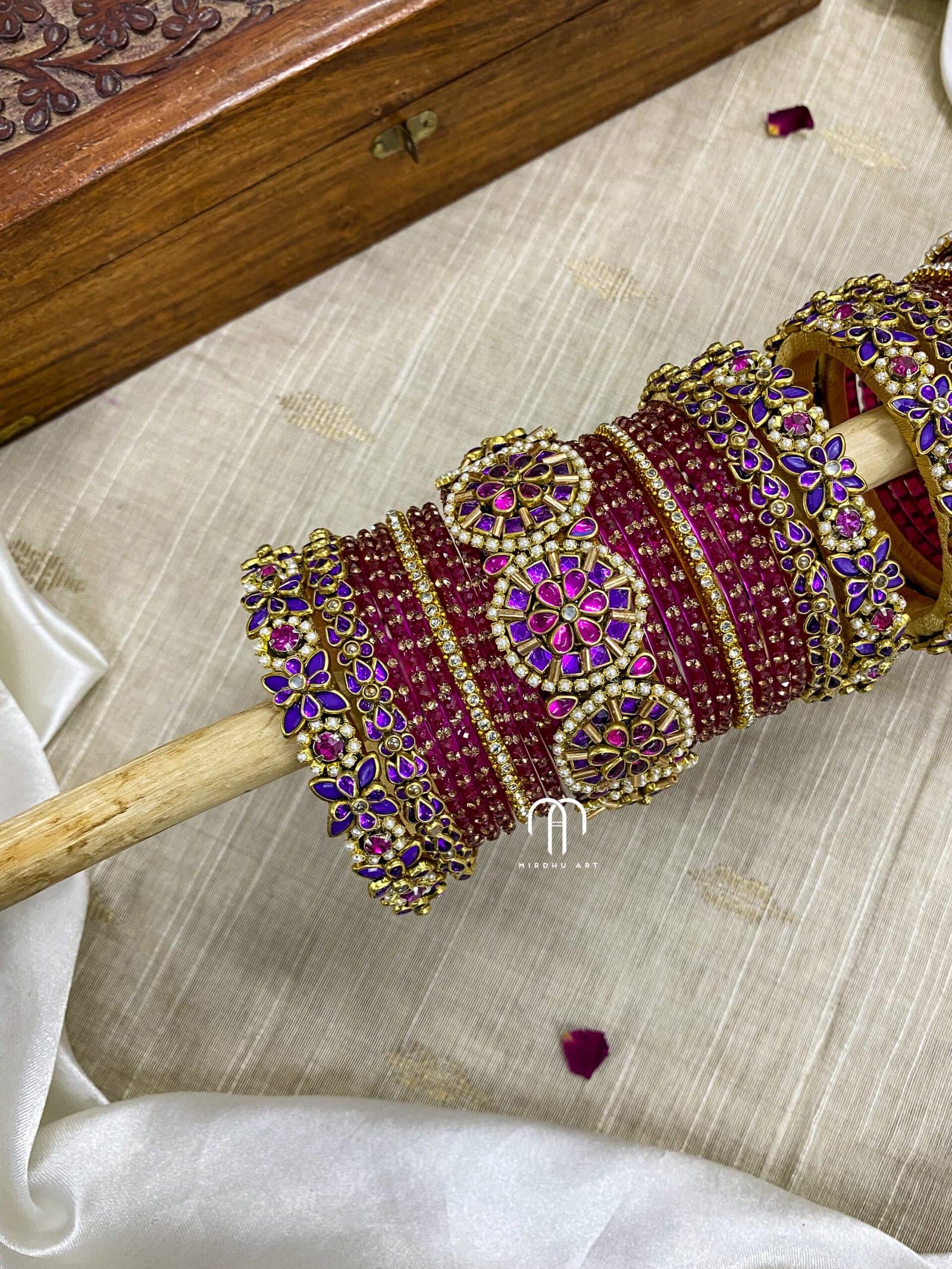 3D Jumbokada Bangles- ( Purple And Ranipink ) detail view 3