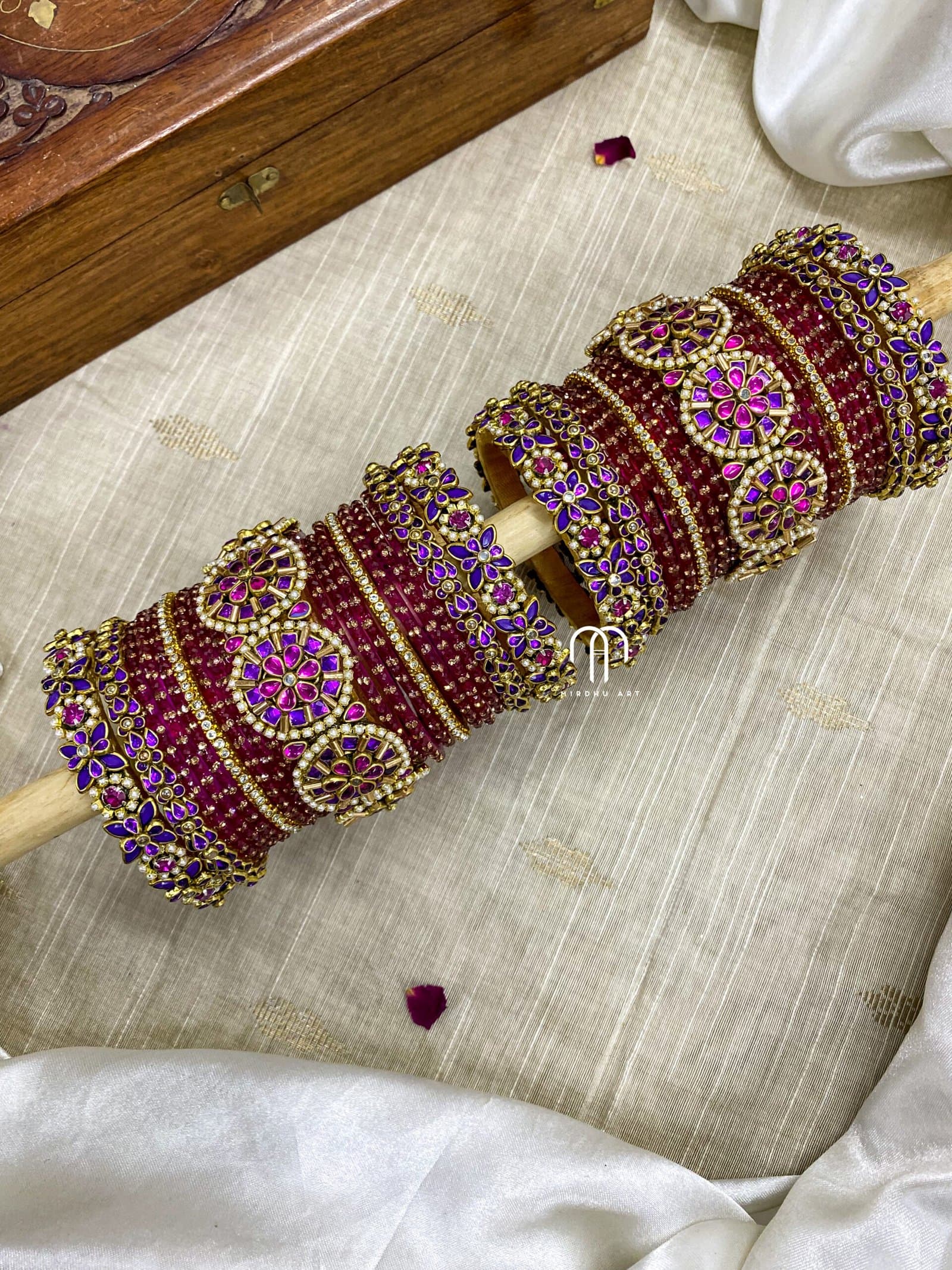 3D Jumbokada Bangles- ( Purple And Ranipink ) detail view 2