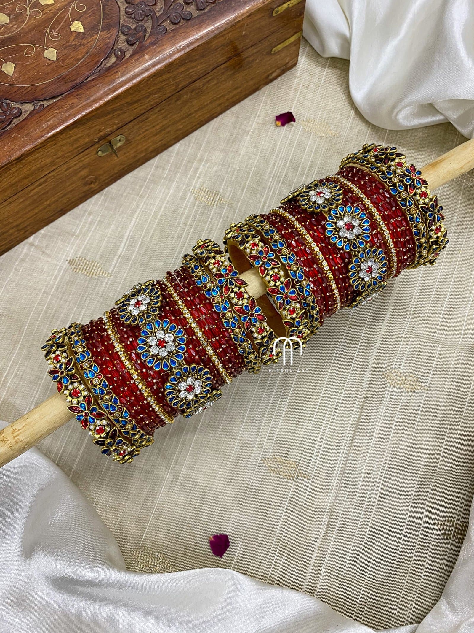 3D Crystal Floral – Krishna Blue & Red from Bangle by Choice