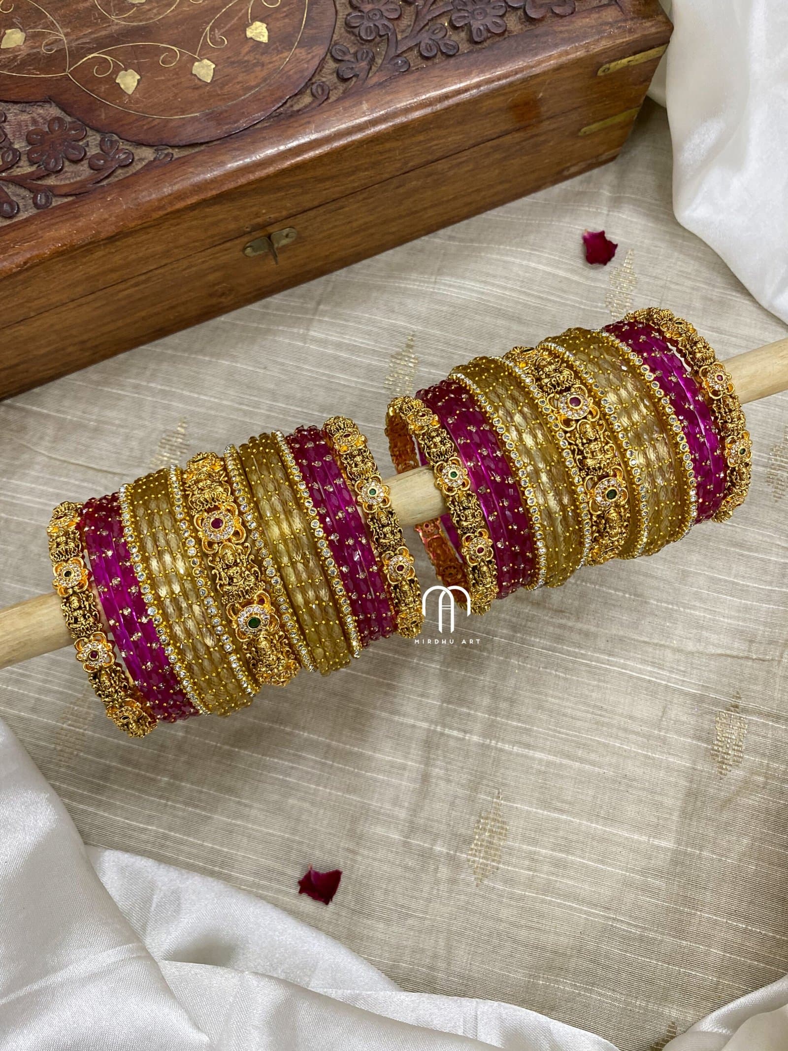 Ashta Lakshmi Version 3.0 ( Golden And Rani Pink ) from Bangle by Choice