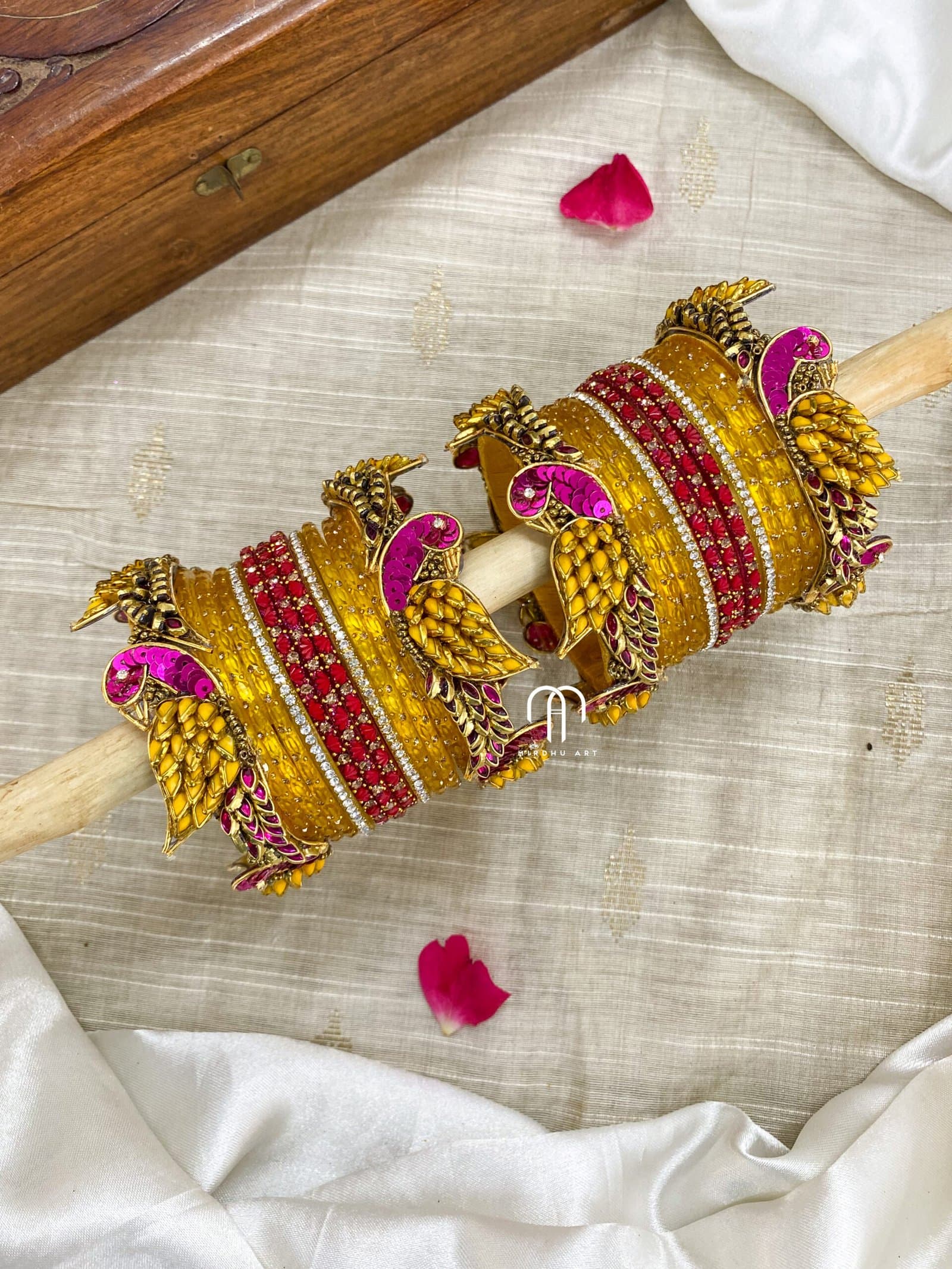 Parrot style – Rani pink and yellow from Bangle by Choice